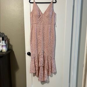 Eliza J Blush Lace High Low Dress